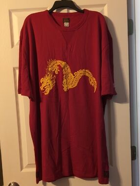 Evisu Dragon T Shirt. Red & Yellow